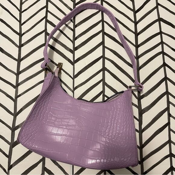SHEIN Crocodile Skin Purple Small Leather Shoulder Baguette Bag - Picture 1 of 3